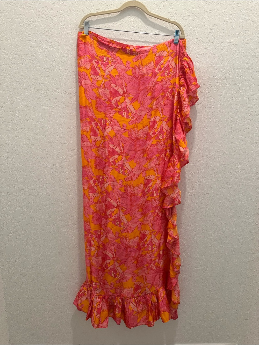Coniglio Palm Beach Ruffle Pareo Orange and Pink Florals